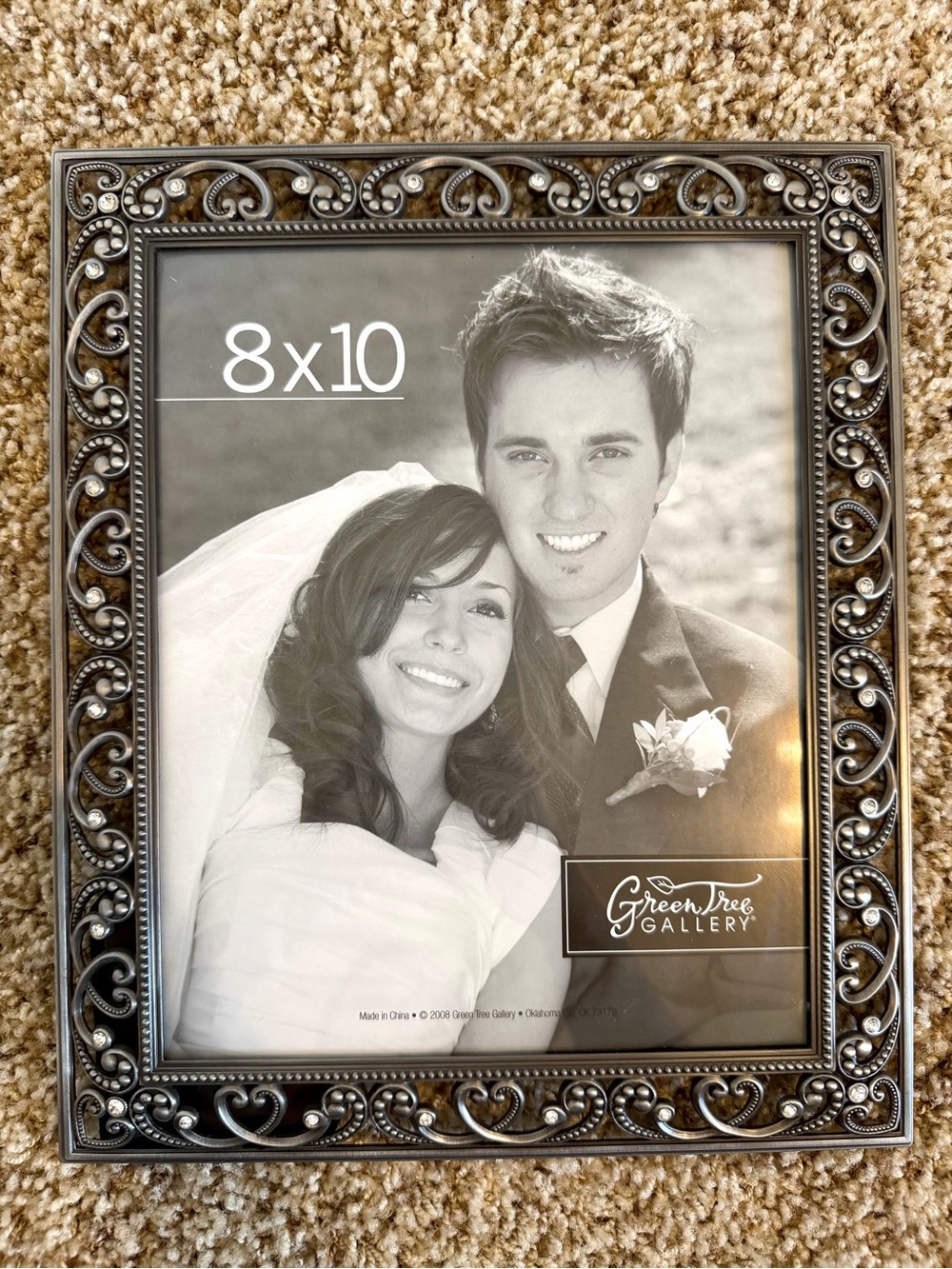 Ornate Metal Pewter Frame Rhinestone Embellished 8x10 NEW Green Tree Gallery